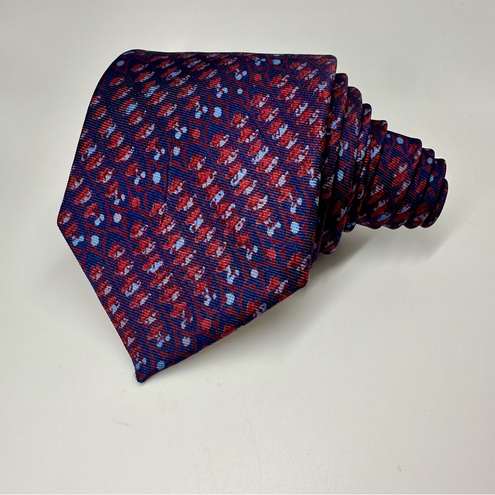 Minar Janpath New Delhi Handloom Silk Classic Tie, Jewel Tones Geometric - Picture 6 of 6